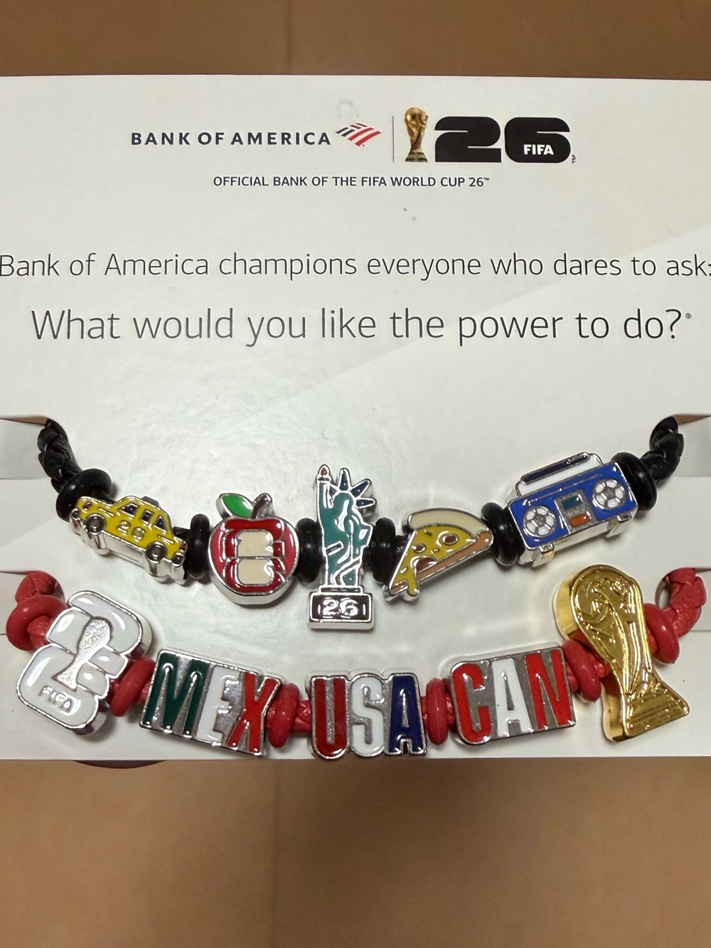 Bank of America FIFA World Cup 26 Gold & Multicolor Charm Bracelet